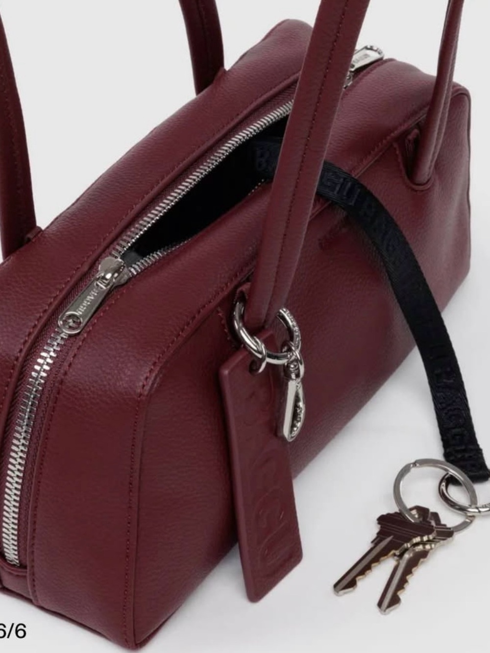 BAGGU Burgundy Pebbled Leather Shoulder Bag - Picture 2 of 8